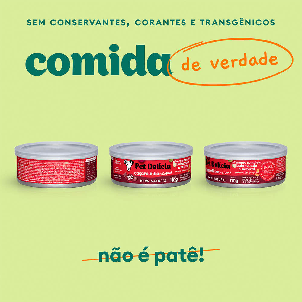 Ração Úmida Pet Delícia Natural Caçarolinha de Carne - 110 g