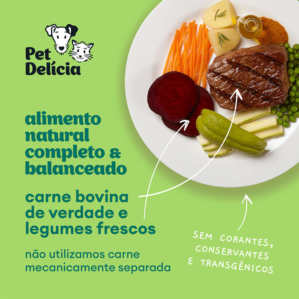 Ração Úmida Pet Delícia Natural Caçarolinha de Carne - 320 g