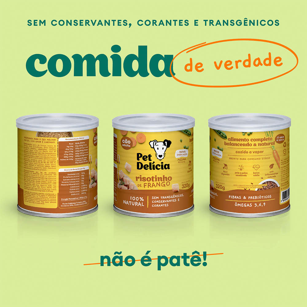 Ração Úmida Pet Delícia Natural Risotinho de Frango Fácil Digestão - 320 g