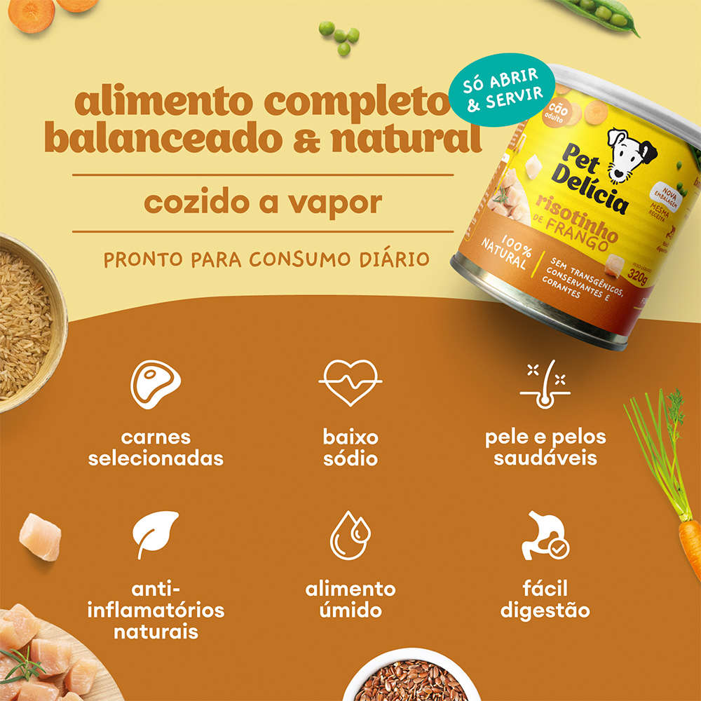 Ração Úmida Pet Delícia Natural Risotinho de Frango Fácil Digestão - 320 g