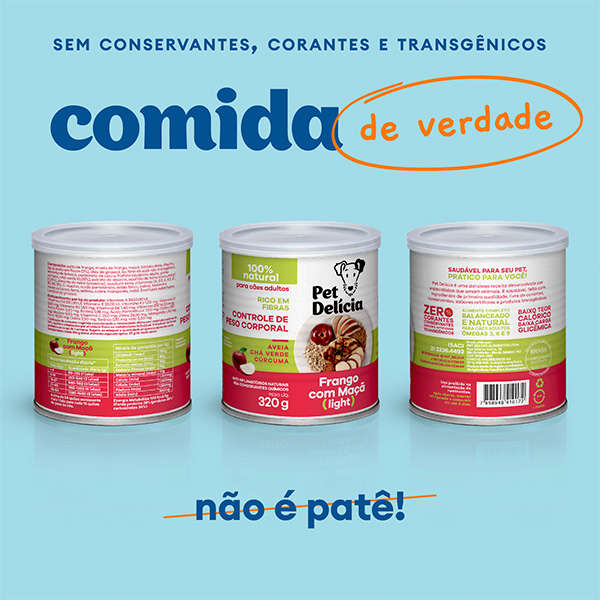 Ração Úmida Pet Delícia Natural Frango com Maçã Fit Light - 320 g