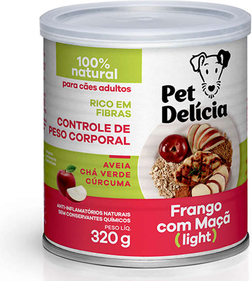 Ração Úmida Pet Delícia Natural Frango com Maçã Fit Light - 320 g