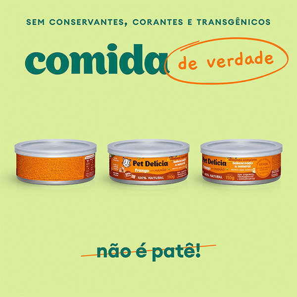 Ração Úmida Pet Delícia Natural Frango com Mamão Saúde Intestinal - 110 g