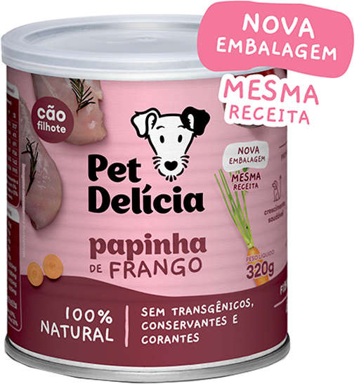 Ração Úmida Pet Delícia Natural Papinha de Frango Crescimento Saudável para Cães Filhotes - 320 g