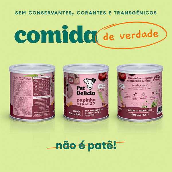 Ração Úmida Pet Delícia Natural Papinha de Frango Crescimento Saudável para Cães Filhotes - 320 g