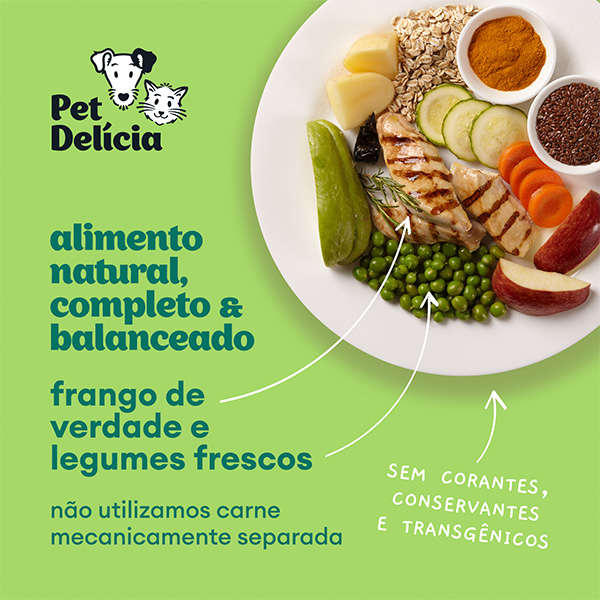 Ração Úmida Pet Delícia Natural Papinha de Frango Crescimento Saudável para Cães Filhotes - 320 g