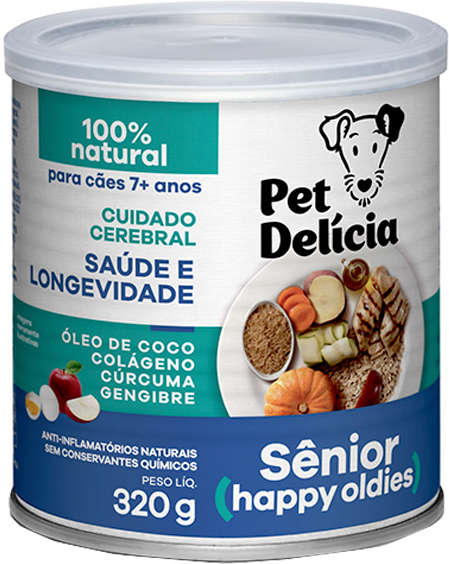 Ração Úmida Pet Delícia Natural Happy Oldies com Colágeno para Cães Sênior 7+ anos - 320 g