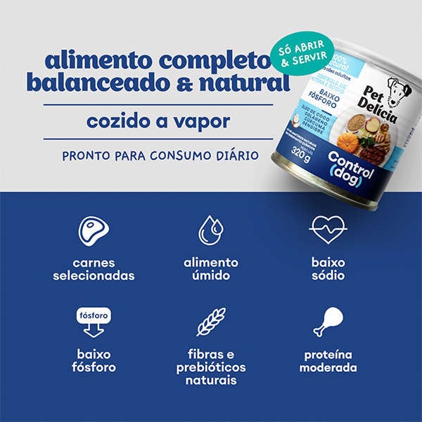 Ração Úmida Pet Delícia Control Dog Baixo Fósforo - 320 g