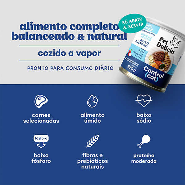 Ração Úmida Pet Delícia Control Cat Baixo Fósforo - 320 g