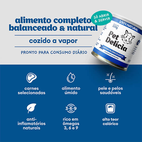 Ração Úmida Pet Delícia Natural Hipercalórica para Gatos - 320 g