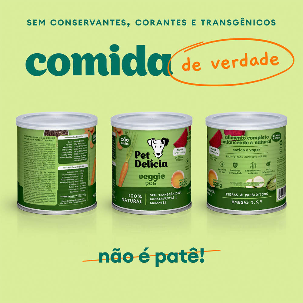 Ração Úmida Pet Delícia Natural Veggie Dog para Cães - 320 g