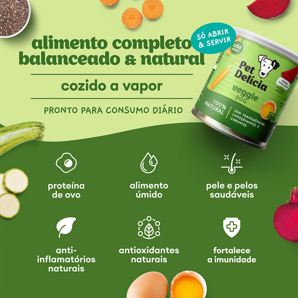 Ração Úmida Pet Delícia Natural Veggie Dog para Cães - 320 g