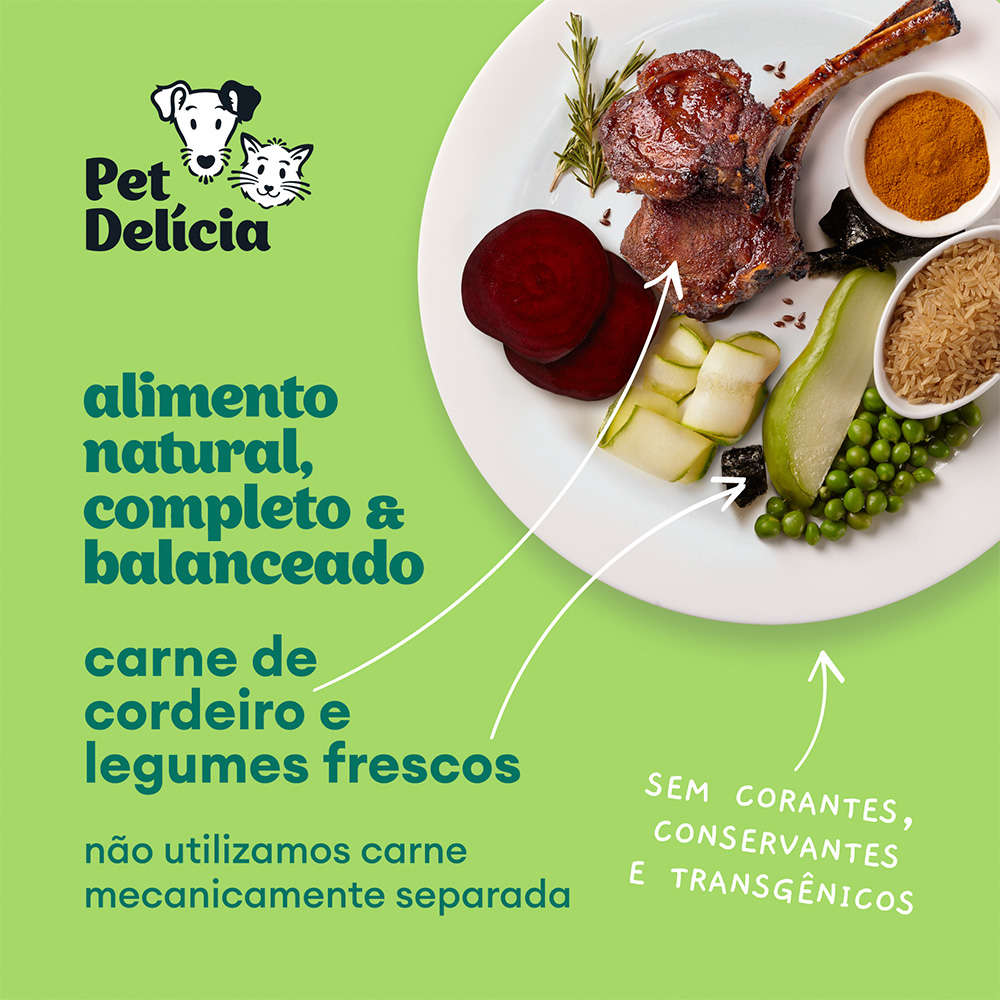 Ração Úmida Pet Delícia Cordeiro com Legumes para Cães Adultos - 320 g