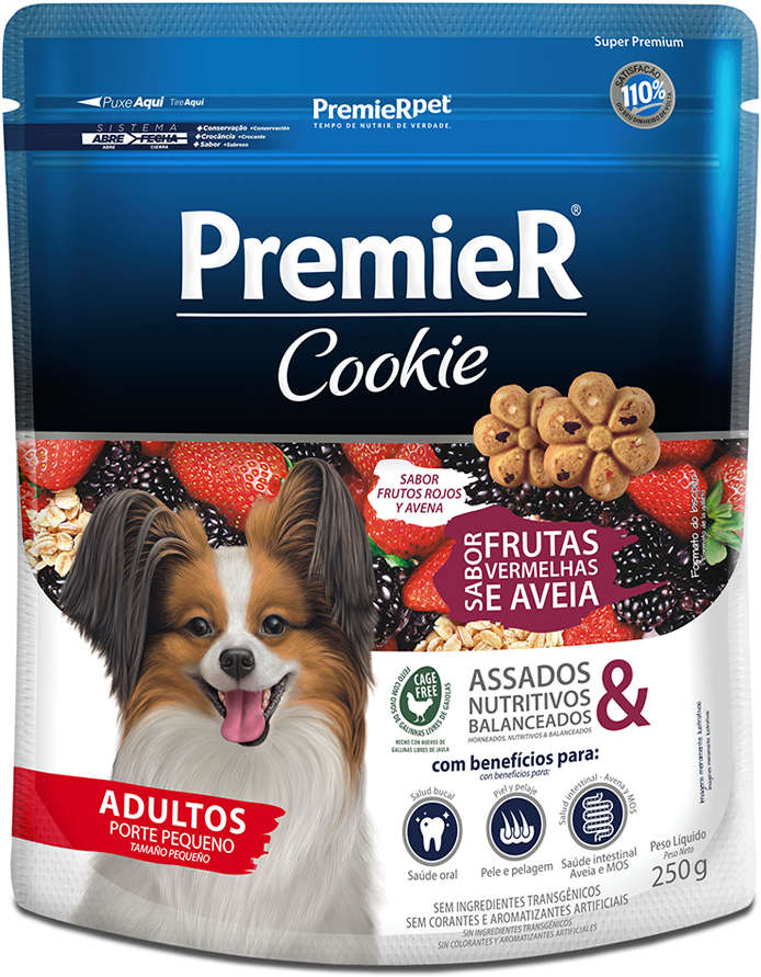 Biscoito PremieR Cookie para Cães Adultos Porte Pequeno Sabor Frutas Vermelhas - 250g