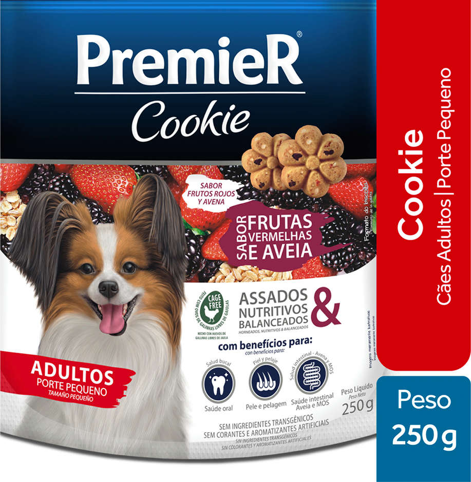 Biscoito PremieR Cookie para Cães Adultos Porte Pequeno Sabor Frutas Vermelhas - 250g