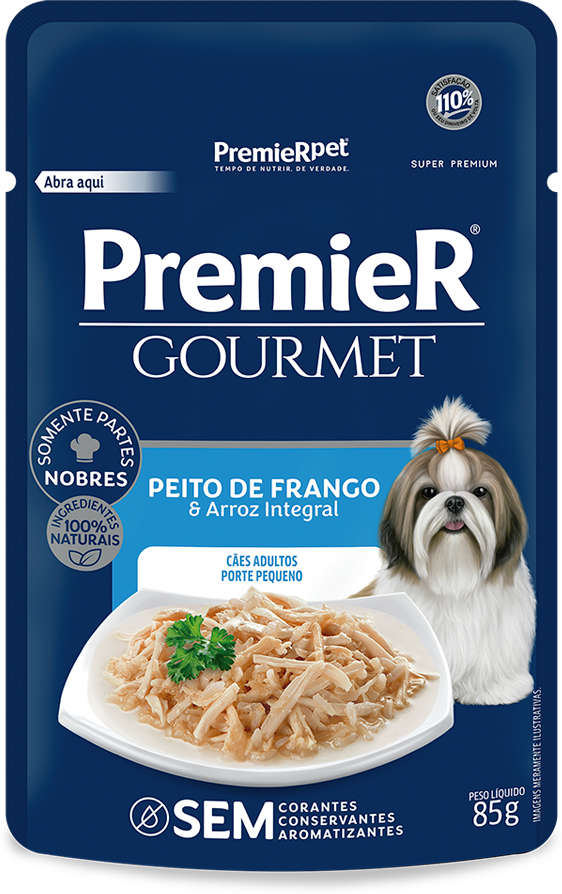 Ração Úmida Premier Gourmet Peito de Frango e Arroz Integral para Cães Adultos Porte Pequeno - 85 g
