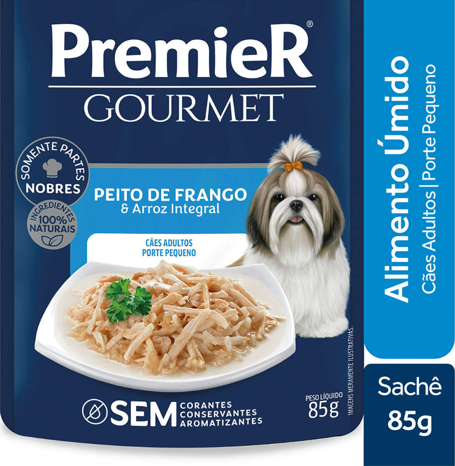 Ração Úmida Premier Gourmet Peito de Frango e Arroz Integral para Cães Adultos Porte Pequeno - 85 g
