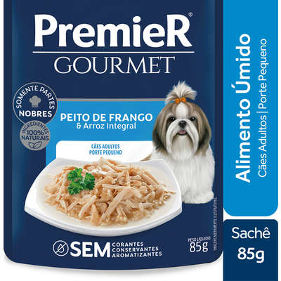 Ração Úmida Premier Gourmet Peito de Frango e Arroz Integral para Cães Adultos Porte Pequeno