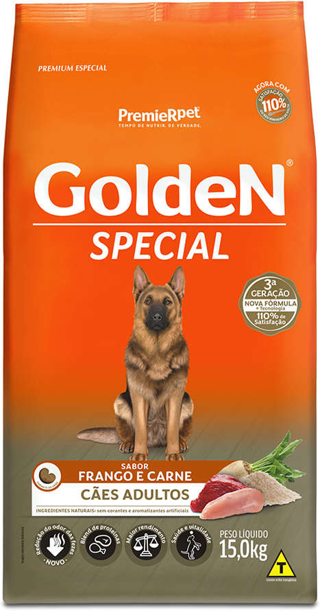 Ração Seca PremieR Pet Golden Special Cães Adultos Frango e Carne - 15Kg
