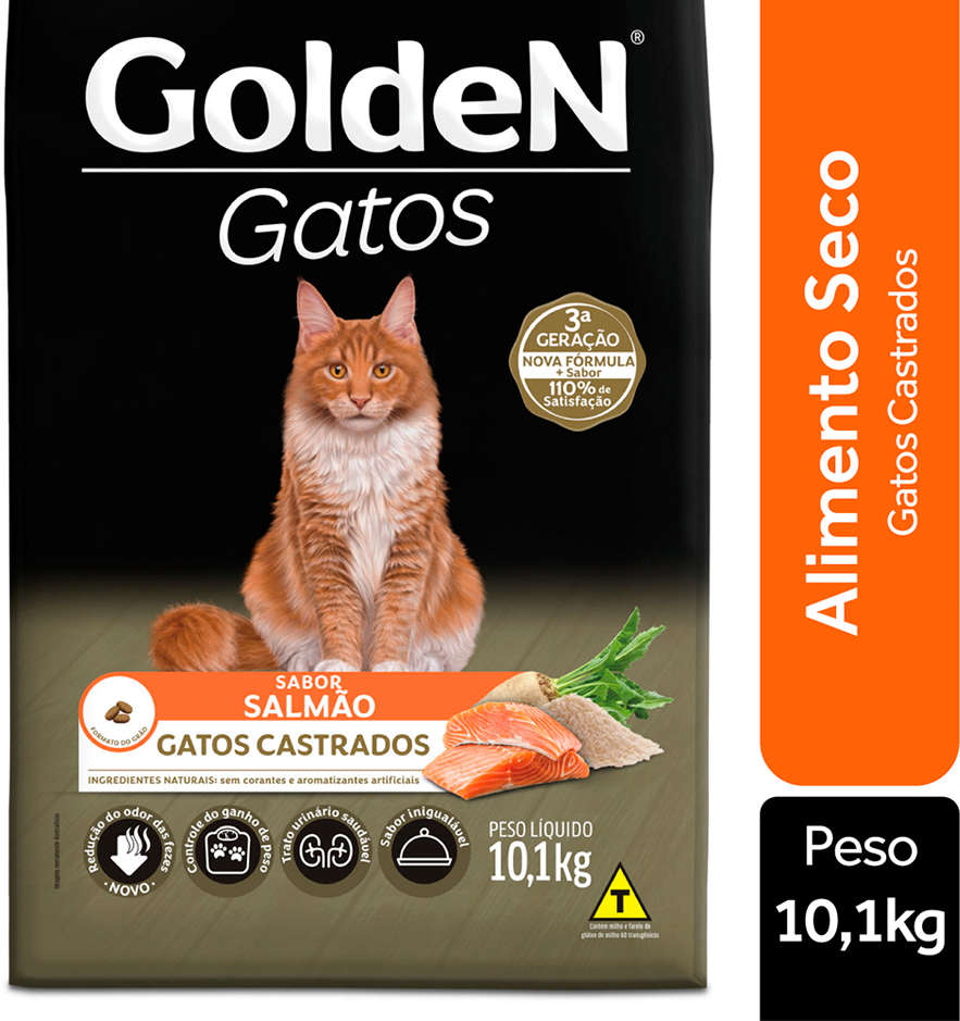 Ração Seca PremieR Pet Golden Salmão para Gatos Adultos Castrados - 10,1Kg
