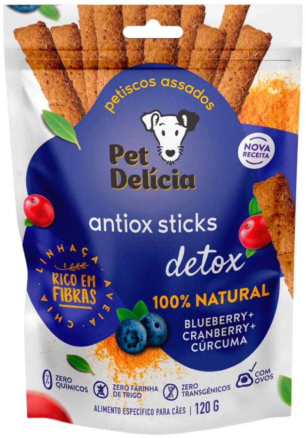 Snack Pet Delícia Petisco Natural para Cães Sabor Blueberry e Cranberry - 120g