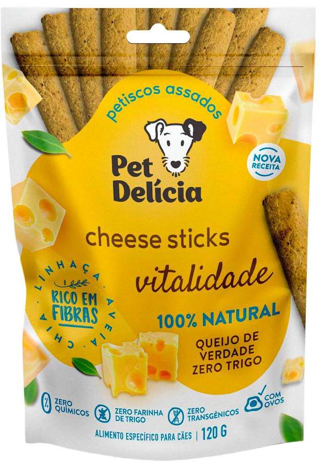Snack Pet Delícia Petisco Natural para Cães Sabor Queijo - 120g
