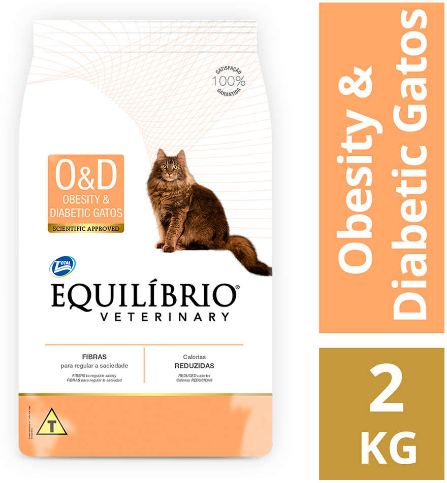 Ração Seca Total Equilíbrio Veterinary O&D Obesity & Diabetic Gatos Adultos - 2Kg