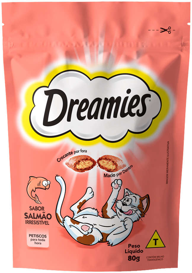Petisco Dreamies Salmão Irresistível para Gatos Adultos - 80 g