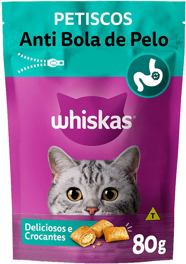 Petisco Whiskas Temptations Anti Bola de Pelo Para Gatos Adultos - 80 g