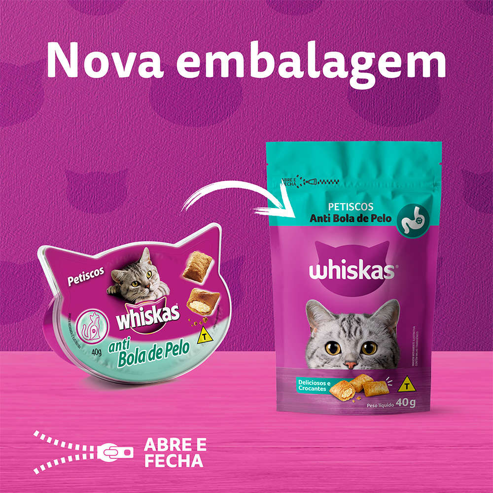 Petisco Whiskas Temptations Anti Bola de Pelo Para Gatos Adultos - 80 g