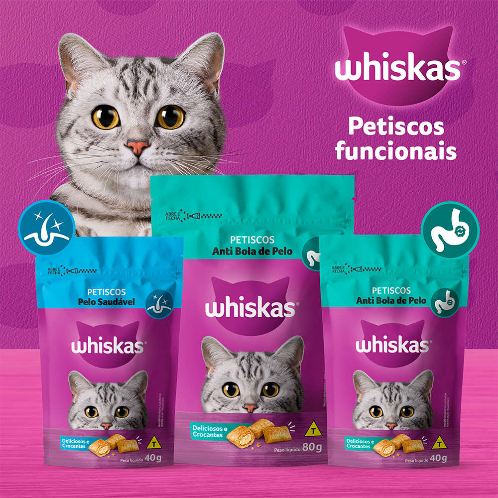 Petisco Whiskas Temptations Anti Bola de Pelo Para Gatos Adultos - 80 g