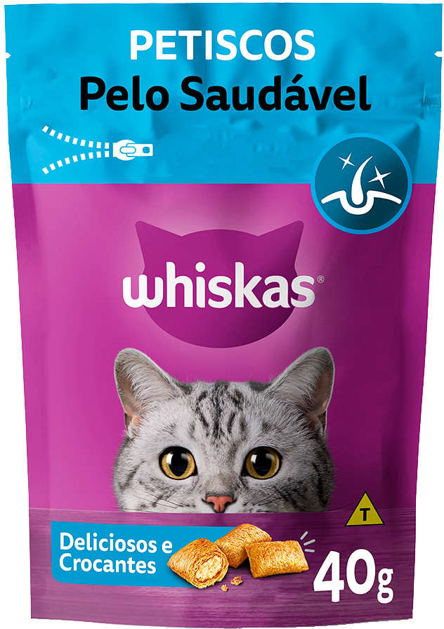 Petisco Whiskas Temptations Pelo Saudável Para Gatos Adultos - 40 g