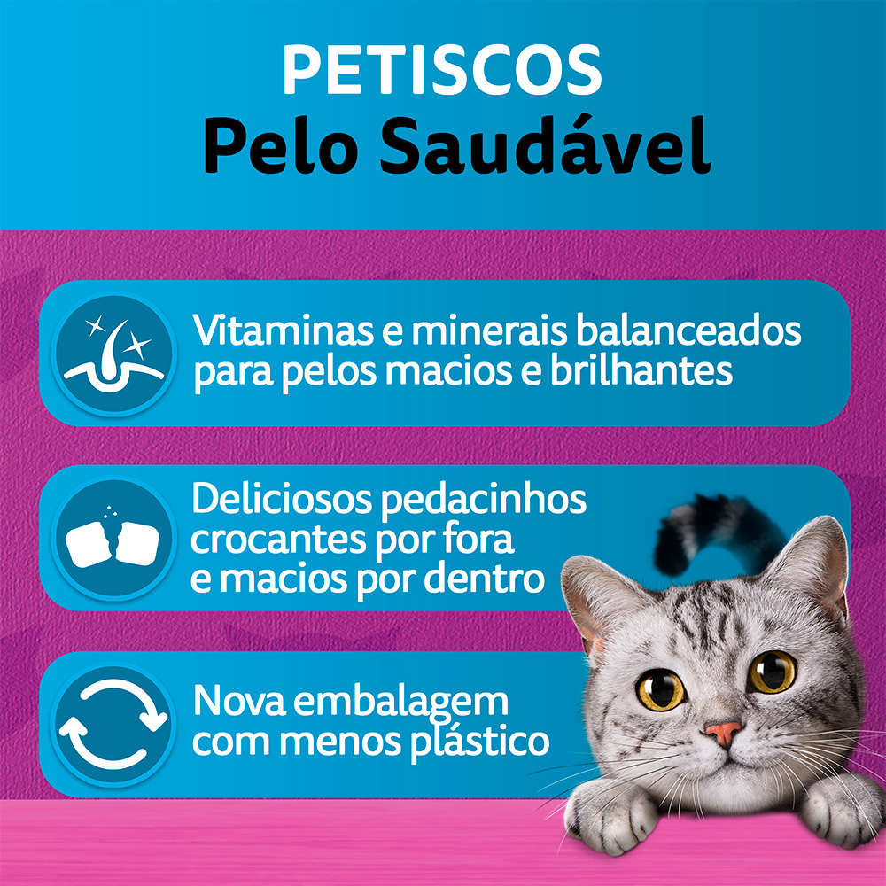 Petisco Whiskas Temptations Pelo Saudável Para Gatos Adultos - 40 g