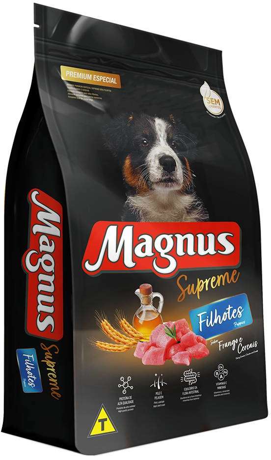 Ração Seca Magnus Supreme Frango e Cereais para Cães Filhotes - 10,1Kg