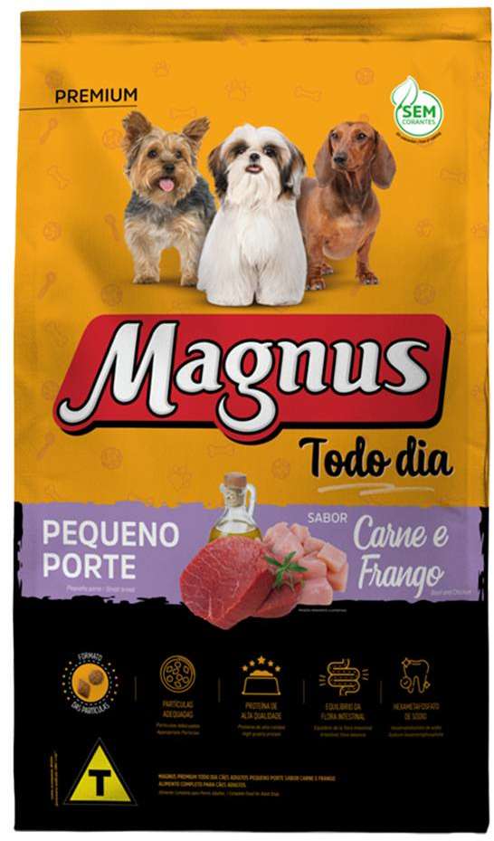 Ração Seca Magnus Todo Dia Carne e Frango para Cães de Pequeno Porte - 20Kg