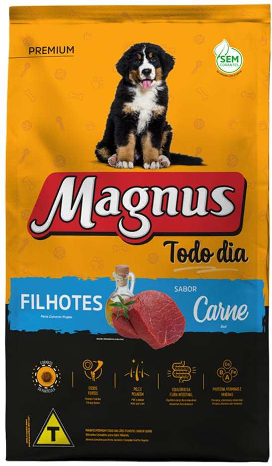 Ração Seca Magnus Todo Dia Carne para Cães Filhotes - 20Kg
