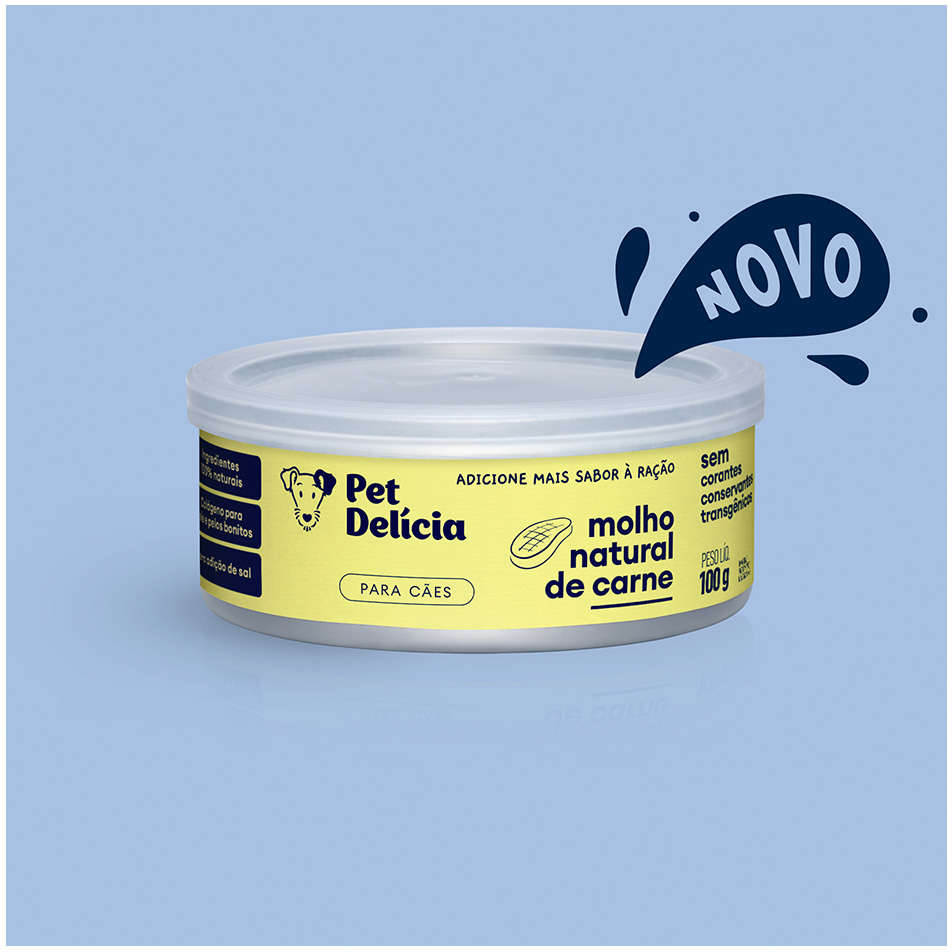 Ração Úmida Pet Delícia Molho Natural Carne para Cães - 100g