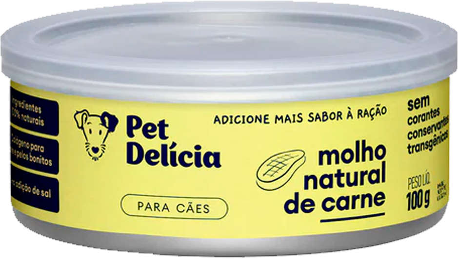Ração Úmida Pet Delícia Molho Natural Carne para Cães - 100g