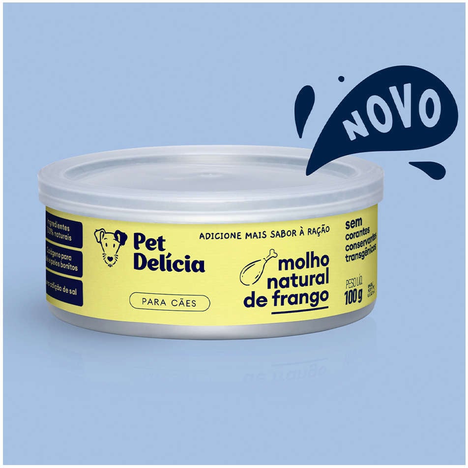 Ração Úmida Pet Delícia Molho Natural Frango para Cães - 100g
