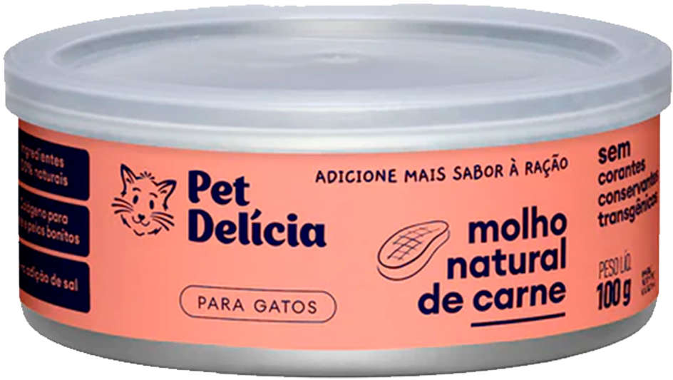 Ração Úmida Pet Delícia Molho Natural Carne para Gatos - 100g