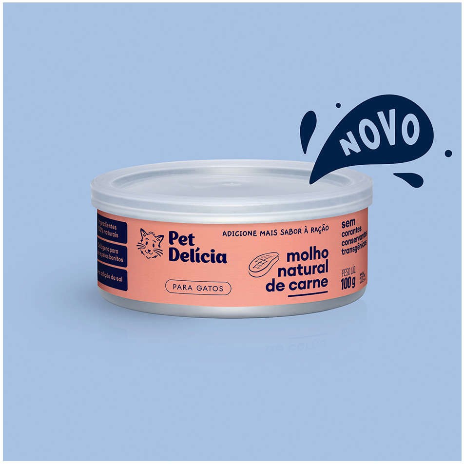 Ração Úmida Pet Delícia Molho Natural Carne para Gatos - 100g