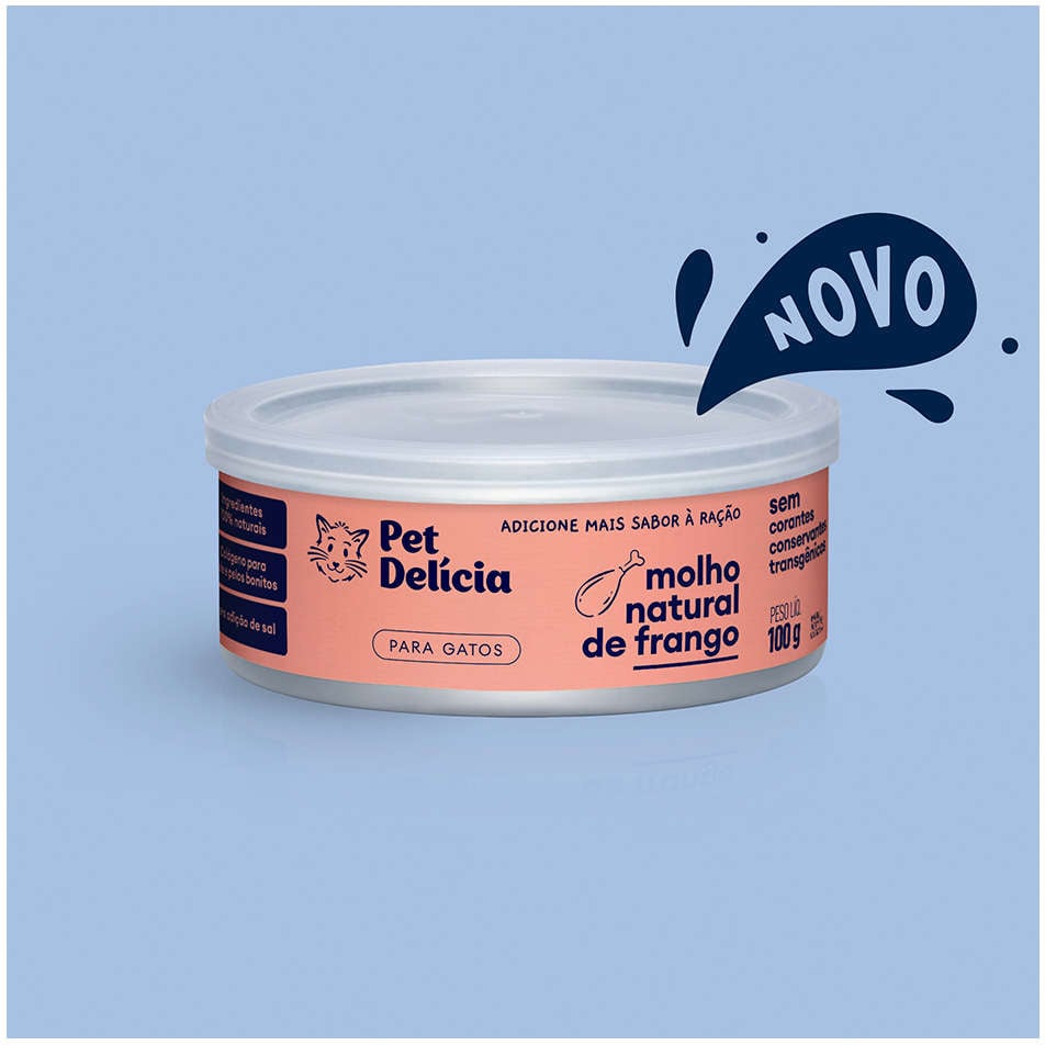Ração Úmida Pet Delícia Molho Natural Frango para Gatos - 100g