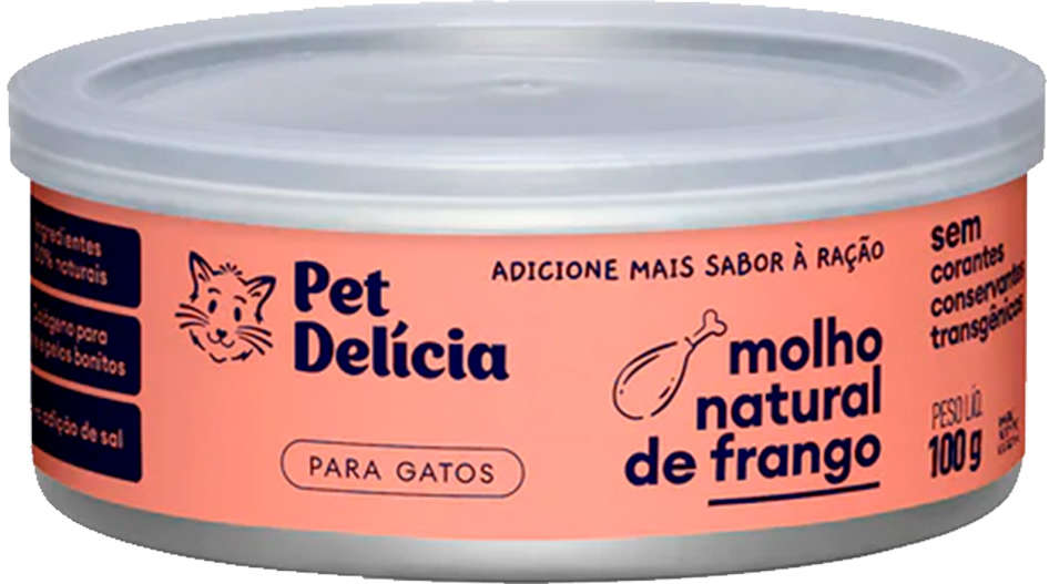 Ração Úmida Pet Delícia Molho Natural Frango para Gatos - 100g