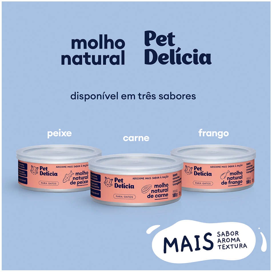 Ração Úmida Pet Delícia Molho Natural Frango para Gatos - 100g