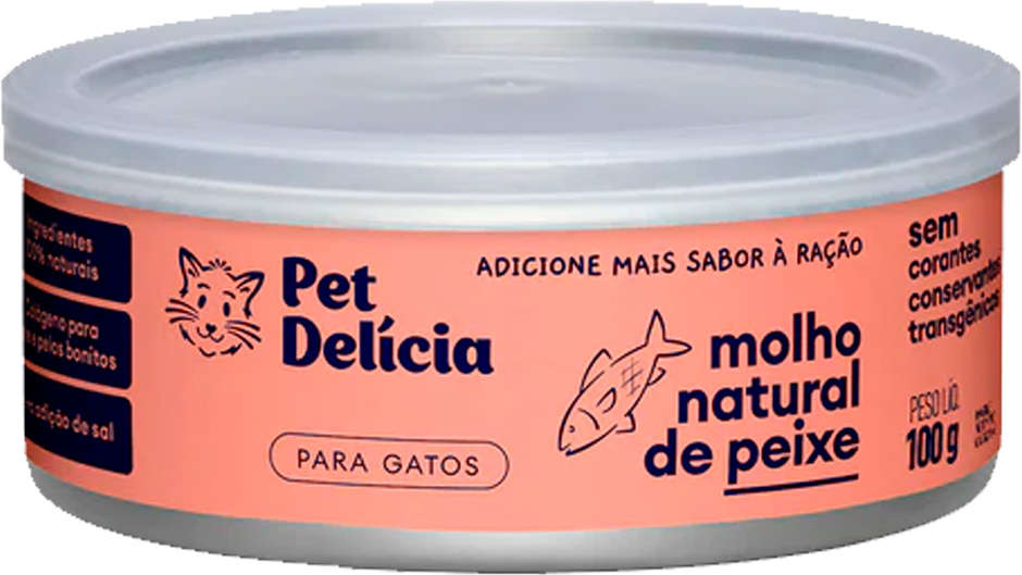 Ração Úmida Pet Delícia Molho Natural Peixe para Gatos - 100g