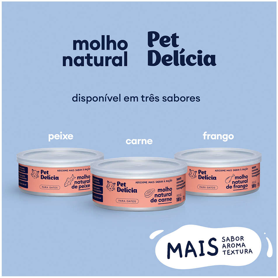 Ração Úmida Pet Delícia Molho Natural Peixe para Gatos - 100g