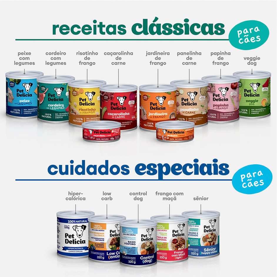 Ração Úmida Pet Delícia Natural Proteína Alternativa Peixe com Legumes para Cães - 320g