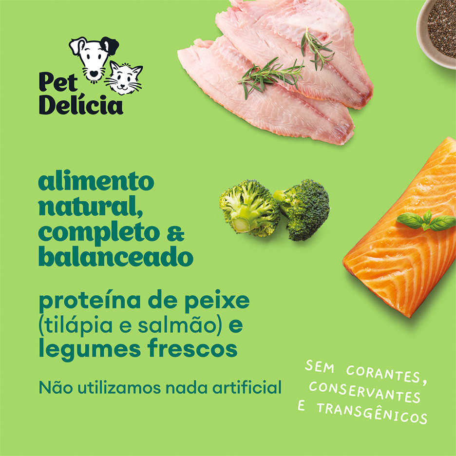 Ração Úmida Pet Delícia Natural Proteína Alternativa Filé de Peixe para Gatos - 320g