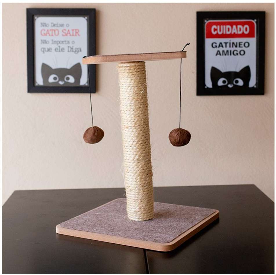 Brinquedo Arranhador Chão com Carpete Marrom - Tam. Único