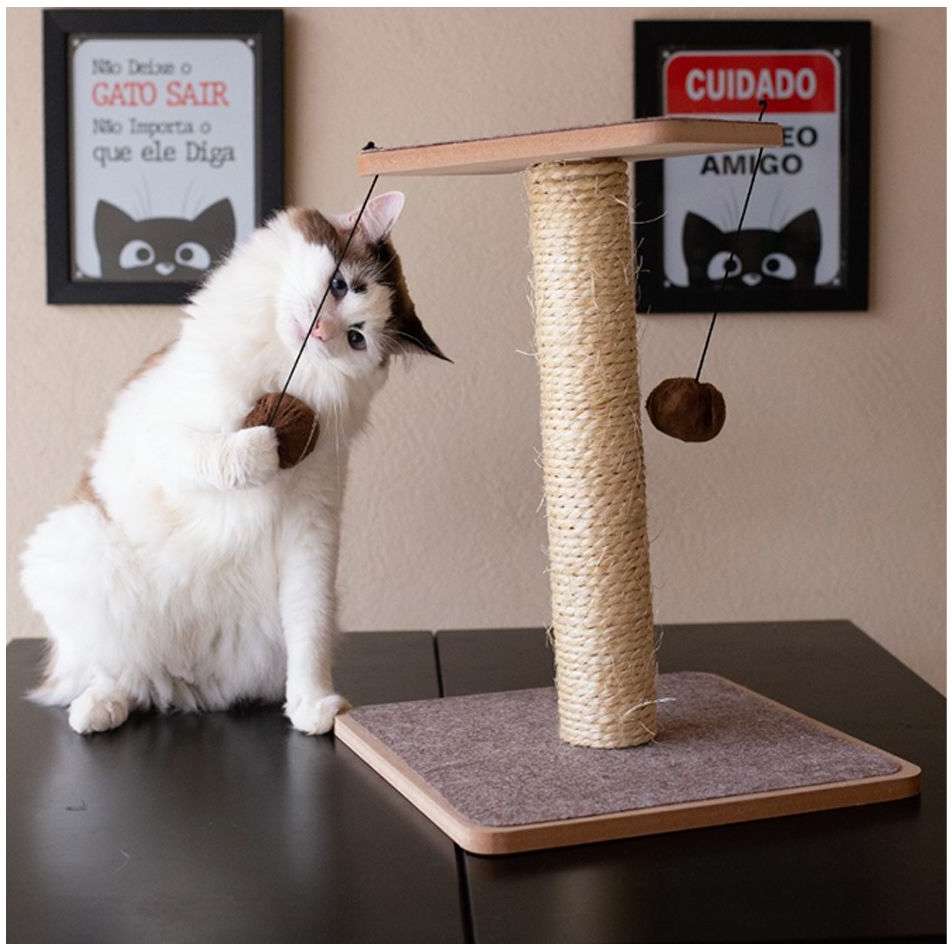 Brinquedo Arranhador Chão com Carpete Marrom - Tam. Único